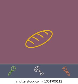 Outline bread icon.Best bread vector, illustrated icon for modern web and mobile design.Bonus broken key symbol