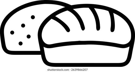 Outline Bread Loaf and Bun Icon Set for Food Concept