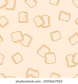 Outline Bread Vector Seamless Pattern Background for Surface Print Fabric Fashion Wrapping