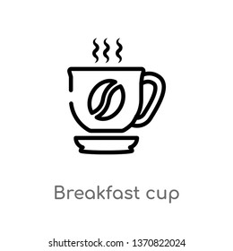 outline breakfast cup vector icon. isolated black simple line element illustration from bistro and restaurant concept. editable vector stroke breakfast cup icon on white background
