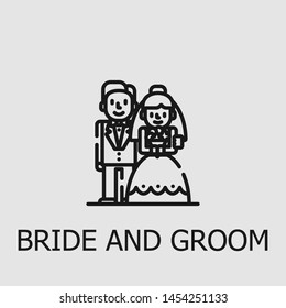Outline bride and groom vector icon. Bride and groom illustration for web, mobile apps, design. Bride and groom vector symbol.