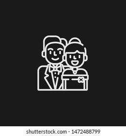 Outline bride and groom vector icon. Bride and groom illustration for web, mobile apps, design. Bride and groom vector symbol.