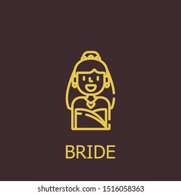 Outline bride vector icon. Bride illustration for web, mobile apps, design. Bride vector symbol.