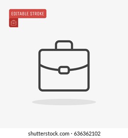 Outline Briefcase icon isolated on grey background. Line bag symbol for website design, mobile application, ui. Editable stroke. Vector illustration, eps10.