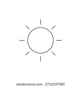 Diseño de icono de control de ajuste de interfaz de luz solar de brillo de contorno.
