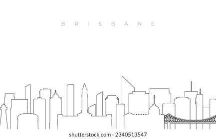 Outline Brisbane skyline. Trendy template with Brisbane buildings and landmarks in line style. Stock vector design. 