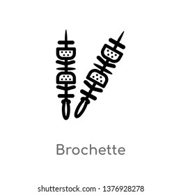 outline brochette vector icon. isolated black simple line element illustration from food concept. editable vector stroke brochette icon on white background