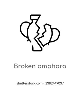 outline broken amphora vector icon. isolated black simple line element illustration from greece concept. editable vector stroke broken amphora icon on white background