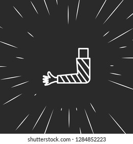 Outline broken hand icon, illustrated icon for modern web and mobile design, simple and minimal symbol of broken hand