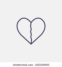 Outline broken heart icon illustration isolated vector sign symbol