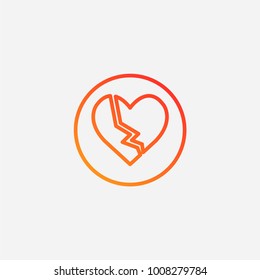 Outline broken heart icon.gradient illustration isolated vector sign symbol