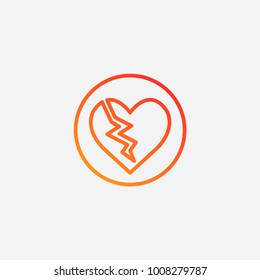 Outline broken heart icon.gradient illustration isolated vector sign symbol