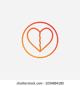Outline broken heart icon.gradient illustration isolated vector sign symbol