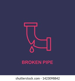 Outline broken pipe icon.broken pipe vector illustration. Symbol for web and mobile