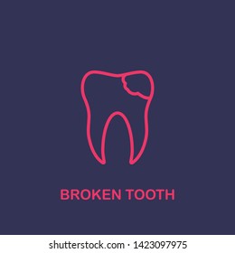 Outline broken tooth icon.broken tooth vector illustration. Symbol for web and mobile