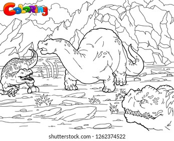 Outline Brontosaurus Dinosaur Illustration, Coloring page