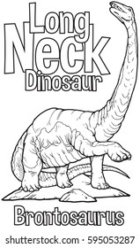 Outline Brontosaurus Dinosaur Illustration Suitable For Any Of Graphic Design Project Such As Coloring Book And Education