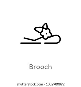outline brooch vector icon. isolated black simple line element illustration from jewelry concept. editable vector stroke brooch icon on white background