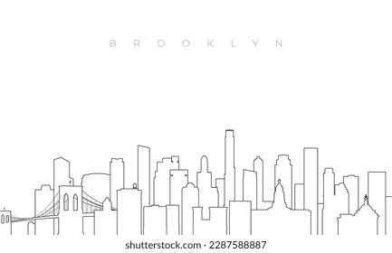 Outline Brooklyn skyline. Trendy template with Brooklyn NYC buildings and landmarks in line style. Stock vector design. 