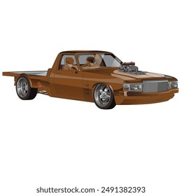 Outline brown and painted racing car. Isolated in black background, for t-shirt design, print and for business purposes.