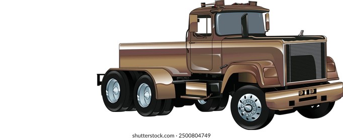 Outline brown and painted truck. Isolated in black background, for t-shirt design, print and for business purposes.