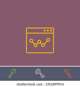 Outline browser analytics icon.Best browser analytics vector, illustrated icon for modern web and mobile design.Bonus broken key symbol
