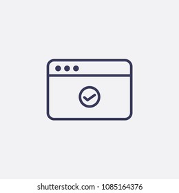 Outline browser check icon illustration,vector website sign symbol