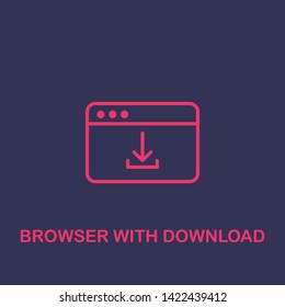 Outline browser with download icon.browser with download vector illustration. Symbol for web and mobile