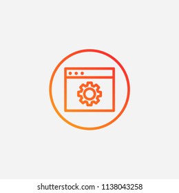 Outline browser setting icon,gradient illustration,vector data sign symbol
