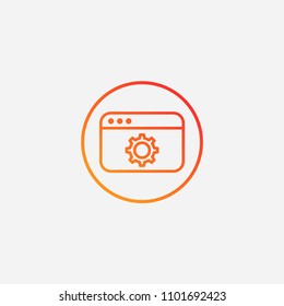 Outline browser setting icon,gradient illustration,website vector gear sign symbol