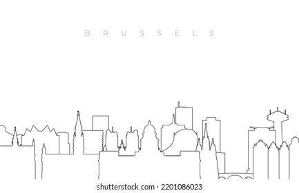 Outline Brussels skyline. Trendy template with Brussels buildings and landmarks in line style. Stock vector design. 