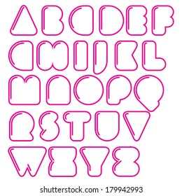 Outline bubble font. Vector geometric type