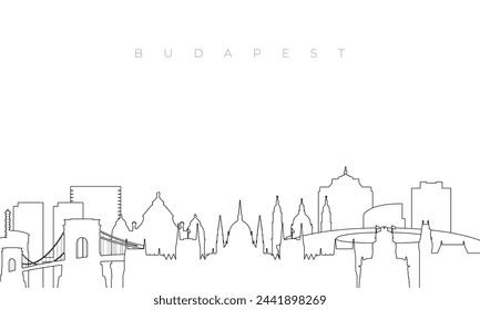 Skyline von Budapest. Trendschablone mit Budapester Gebäuden und Wahrzeichen im Linienstil. In: Stock Vector Design. 