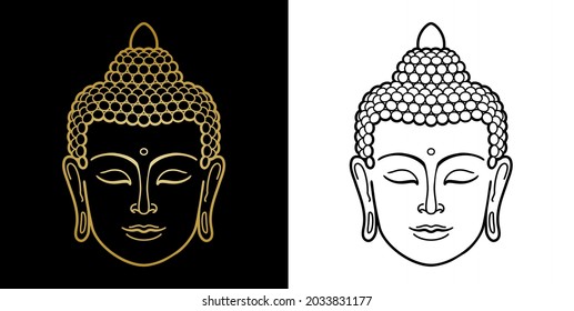 Outline Buddha Head set. Minimalistic print for textile, tshirts, tattoo