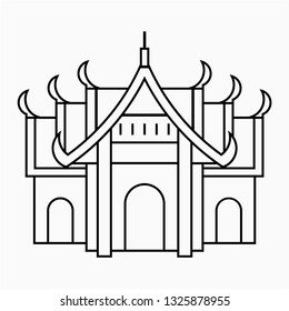 Outline Buddha temple thailand pixel perfect vector icon