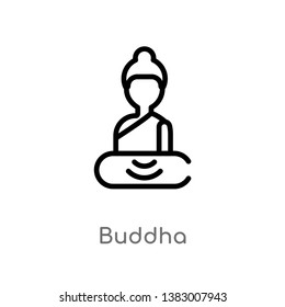 outline buddha vector icon. isolated black simple line element illustration from india and holi concept. editable vector stroke buddha icon on white background