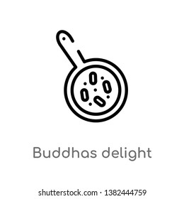 outline buddhas delight vector icon. isolated black simple line element illustration from food and restaurant concept. editable vector stroke buddhas delight icon on white background