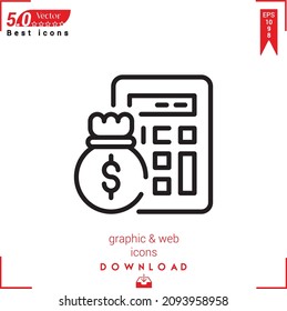 Outline budget Icon. budget icon vector isolated on white background. Graphic design, material-design, Best sellers 2022 icons, mobile application, UI UX design, EPS 10 format vector