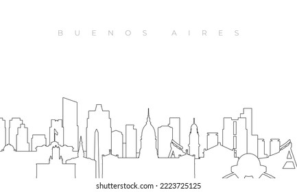 Outline Buenos Aires skyline. Trendy template with Buenos Aires buildings and landmarks in line style. Stock vector design. 