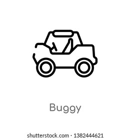 outline buggy vector icon. isolated black simple line element illustration from free time concept. editable vector stroke buggy icon on white background