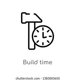outline build time vector icon. isolated black simple line element illustration from general-1 concept. editable vector stroke build time icon on white background