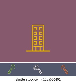 Outline building icon.Best building vector, illustrated icon for modern web and mobile design.Bonus broken key symbol
