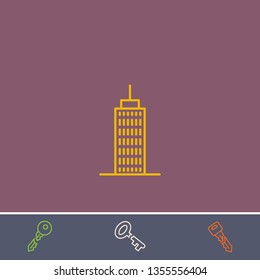 Outline building icon.Best building vector, illustrated icon for modern web and mobile design.Bonus broken key symbol