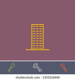Outline building icon.Best building vector, illustrated icon for modern web and mobile design.Bonus broken key symbol
