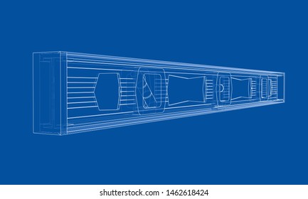 Outline building level. Vector rendering of 3d. Wire-frame style. The layers of visible and invisible lines are separated