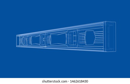 Outline building level. Vector rendering of 3d. Wire-frame style. The layers of visible and invisible lines are separated
