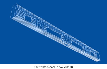 Outline building level. Vector rendering of 3d. Wire-frame style. The layers of visible and invisible lines are separated