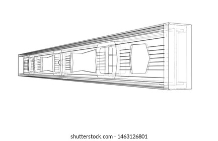Outline building level. Vector rendering of 3d. Wire-frame style. The layers of visible and invisible lines are separated