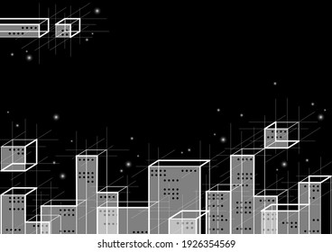 Outline building on the black background, outline, business, city, modern, architecture