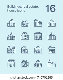 Outline Buildings, real estate, house icons for web and mobile design pack 2